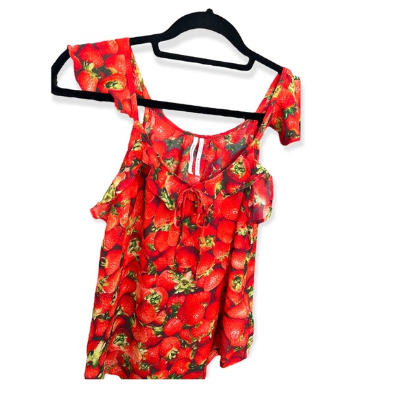 Anthropologie Strawberry Ruffle Top - Picture 2 of 7